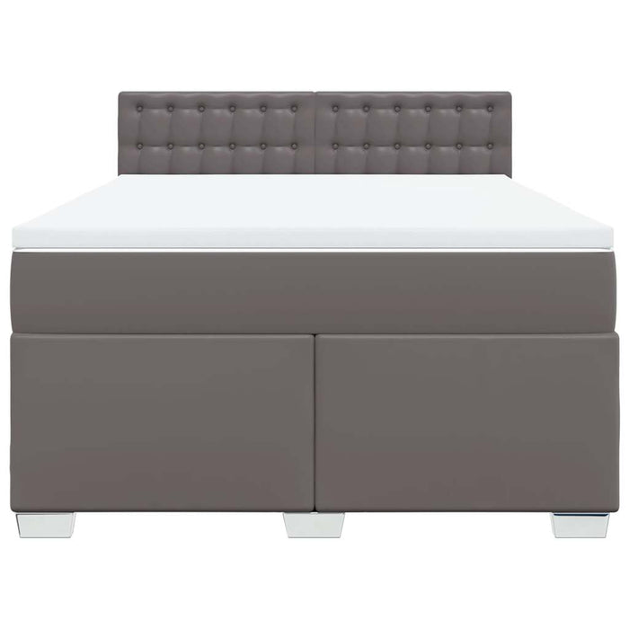 Pat box spring cu saltea, gri, 160x200 cm, piele ecologică - WALTI WALTI