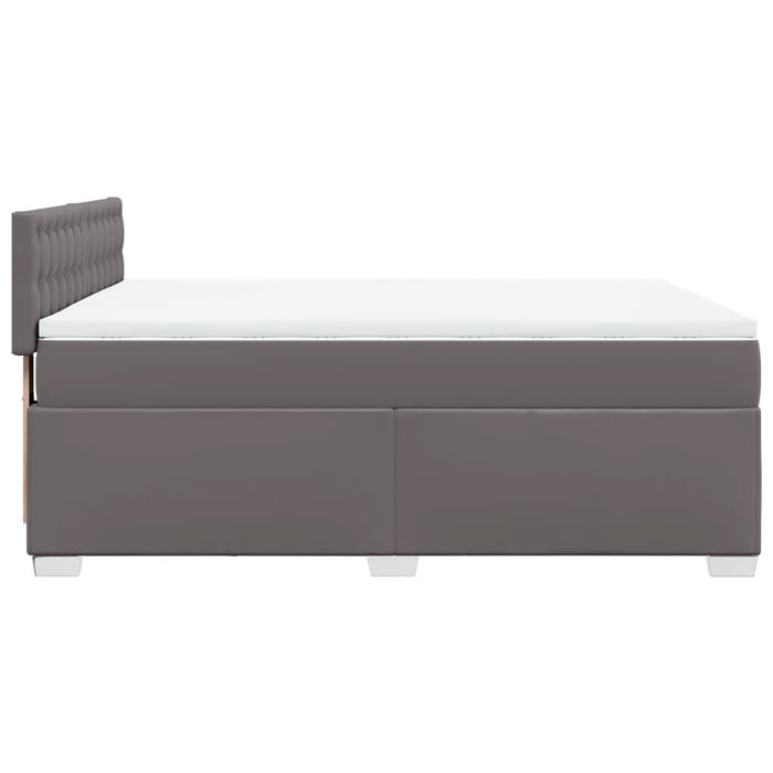 Pat box spring cu saltea, gri, 160x200 cm, piele ecologică - WALTI WALTI
