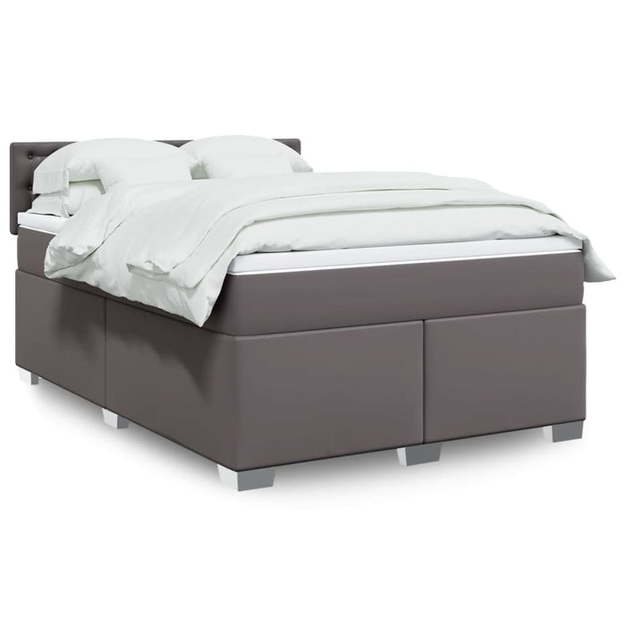 Pat box spring cu saltea, gri, 160x200 cm, piele ecologică - WALTI WALTI