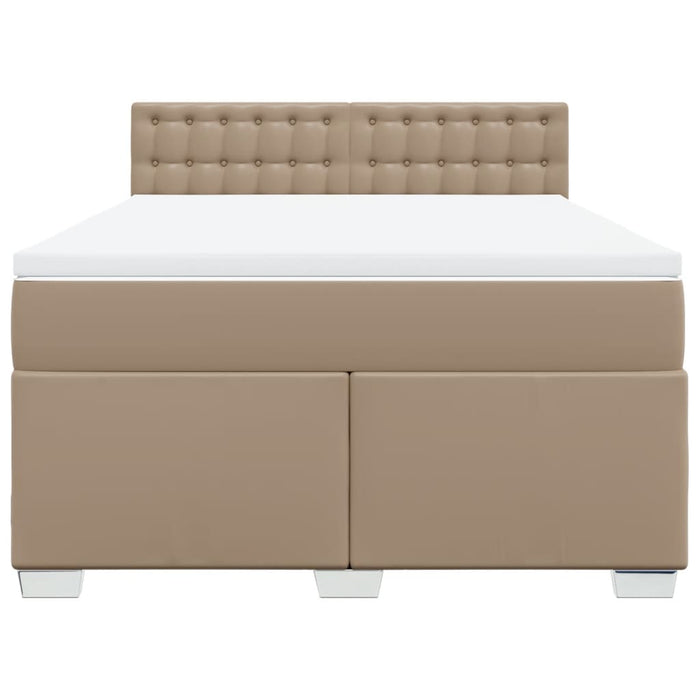 Pat box spring cu saltea, cappuccino, 160x200cm piele ecologică - WALTI WALTI