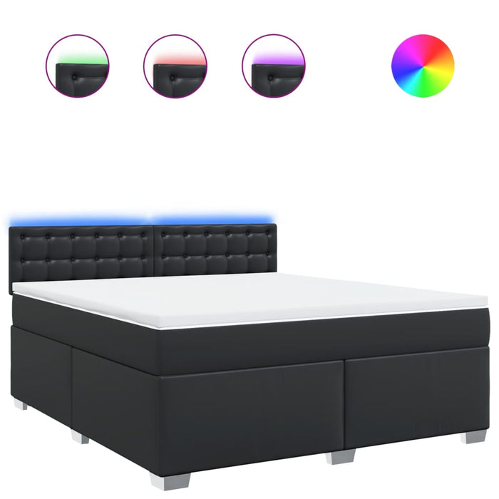 Pat box spring cu saltea, negru, 180x200 cm, piele ecologică - WALTI WALTI