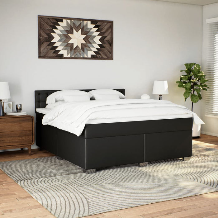 Pat box spring cu saltea, negru, 180x200 cm, piele ecologică - WALTI WALTI