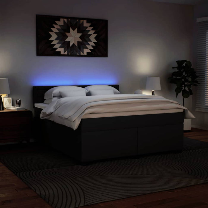Pat box spring cu saltea, negru, 180x200 cm, piele ecologică - WALTI WALTI