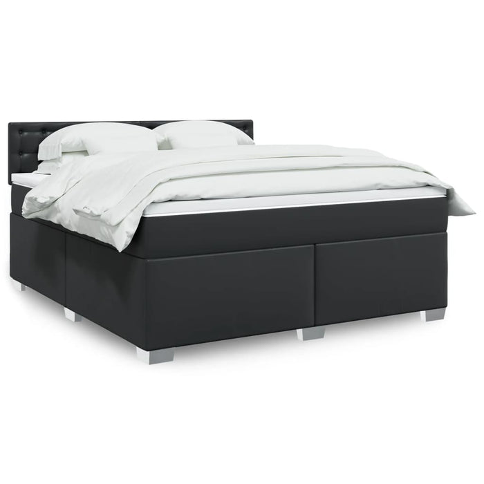 Pat box spring cu saltea, negru, 180x200 cm, piele ecologică - WALTI WALTI