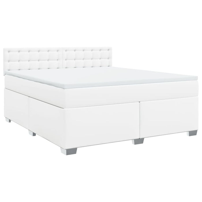Pat box spring cu saltea, alb, 180x200 cm, piele ecologică - WALTI WALTI