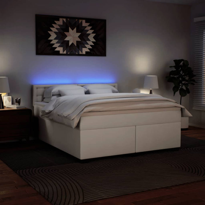 Pat box spring cu saltea, alb, 180x200 cm, piele ecologică - WALTI WALTI