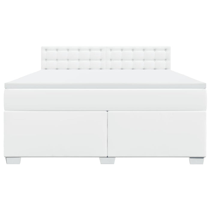 Pat box spring cu saltea, alb, 180x200 cm, piele ecologică - WALTI WALTI