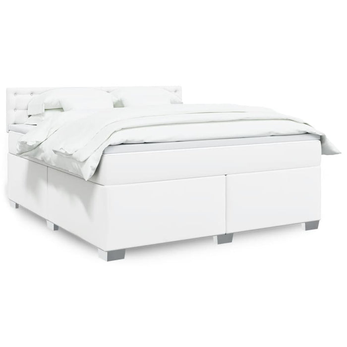 Pat box spring cu saltea, alb, 180x200 cm, piele ecologică - WALTI WALTI