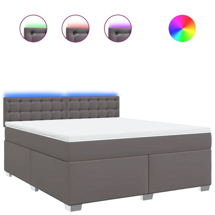 Pat box spring cu saltea, gri, 180x200 cm, piele ecologică - WALTI WALTI
