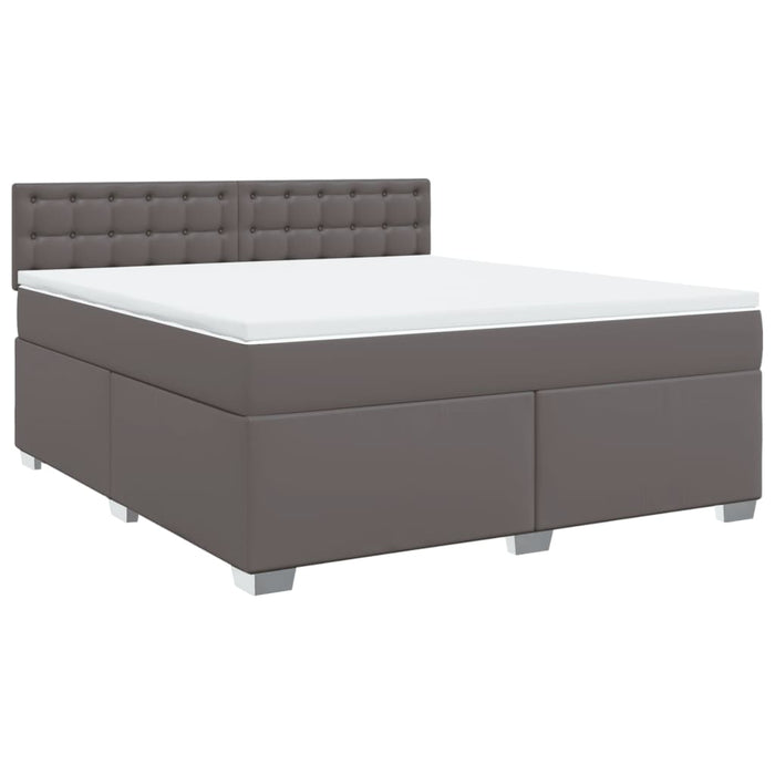 Pat box spring cu saltea, gri, 180x200 cm, piele ecologică - WALTI WALTI