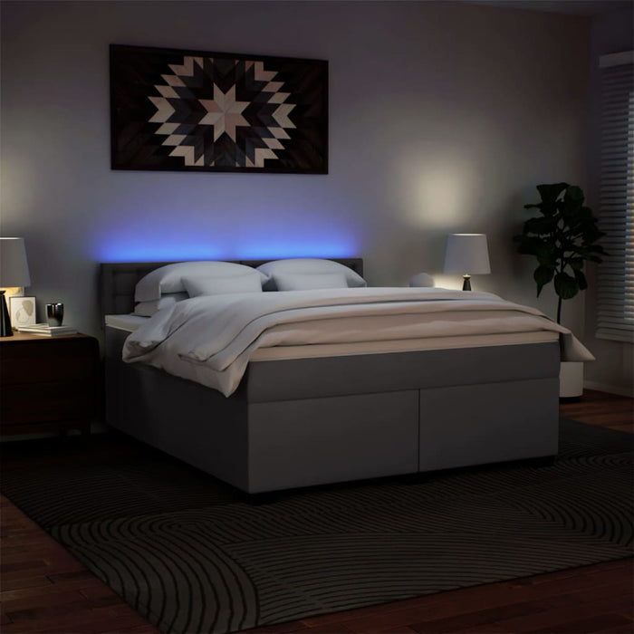 Pat box spring cu saltea, gri, 180x200 cm, piele ecologică - WALTI WALTI