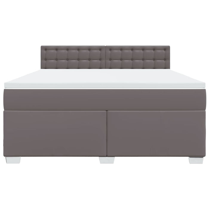 Pat box spring cu saltea, gri, 180x200 cm, piele ecologică - WALTI WALTI