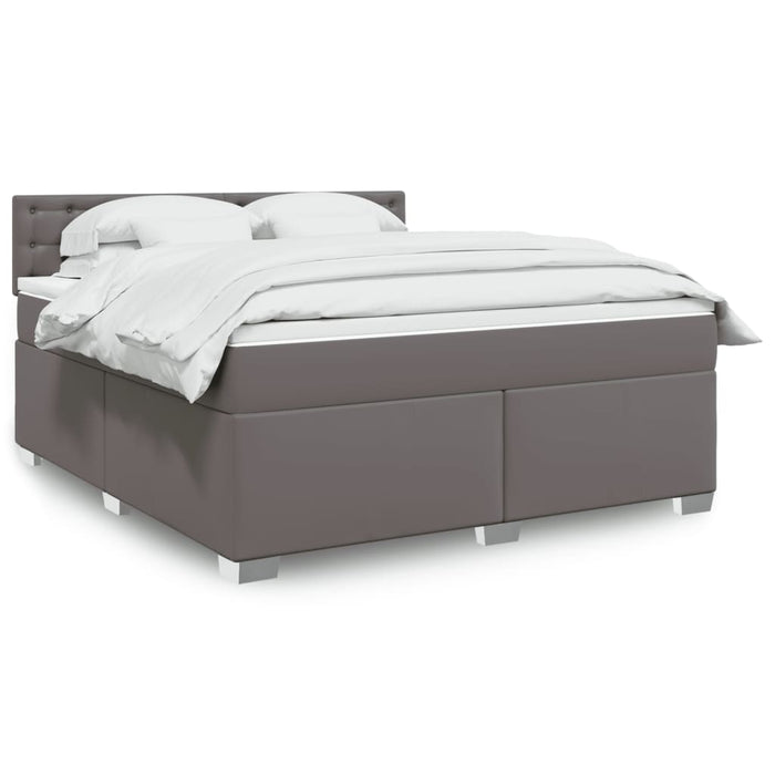 Pat box spring cu saltea, gri, 180x200 cm, piele ecologică - WALTI WALTI