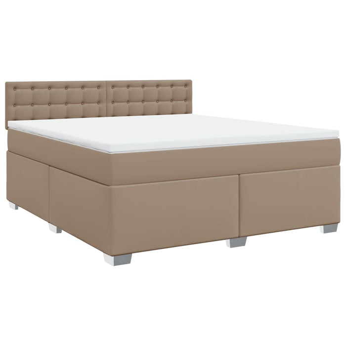 Pat box spring cu saltea, cappuccino, 180x200cm piele ecologică WALTI