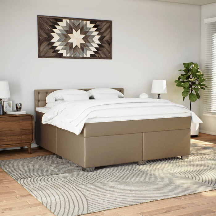 Pat box spring cu saltea, cappuccino, 180x200cm piele ecologică WALTI