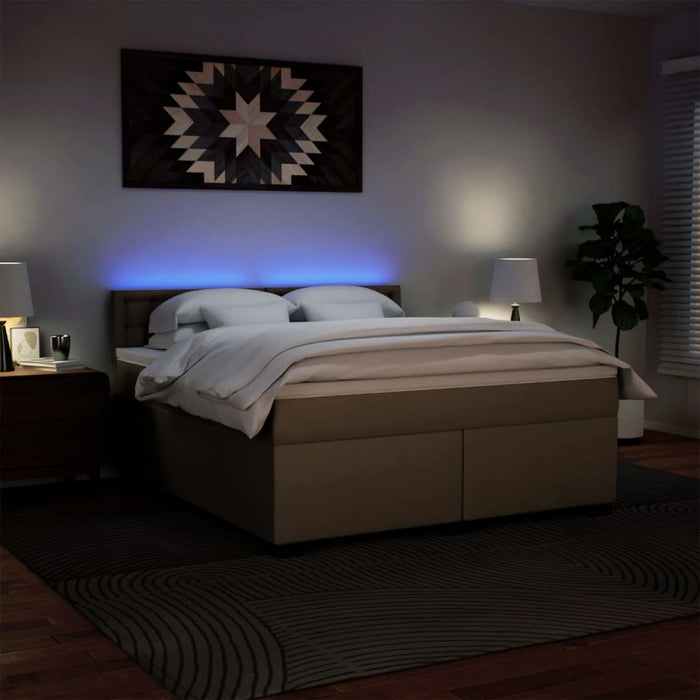 Pat box spring cu saltea, cappuccino, 180x200cm piele ecologică WALTI