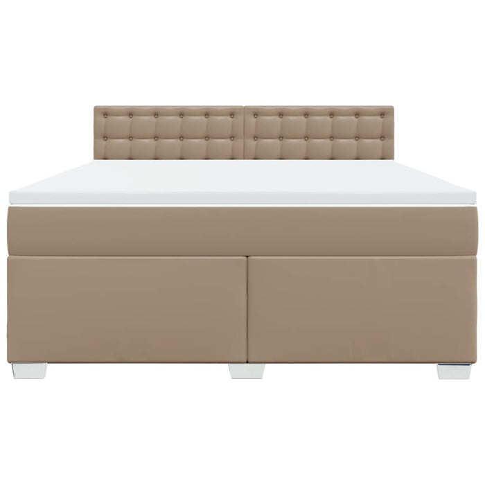Pat box spring cu saltea, cappuccino, 180x200cm piele ecologică WALTI
