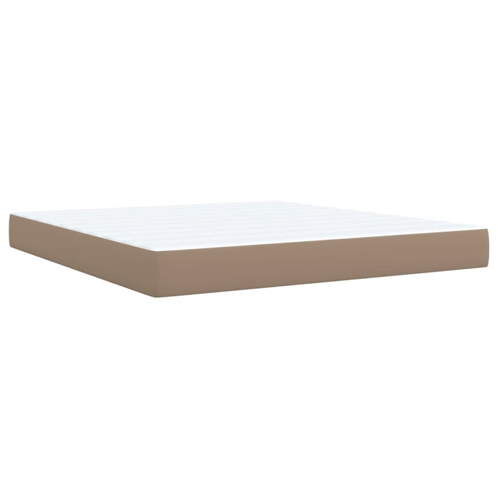 Pat box spring cu saltea, cappuccino, 180x200cm piele ecologică WALTI