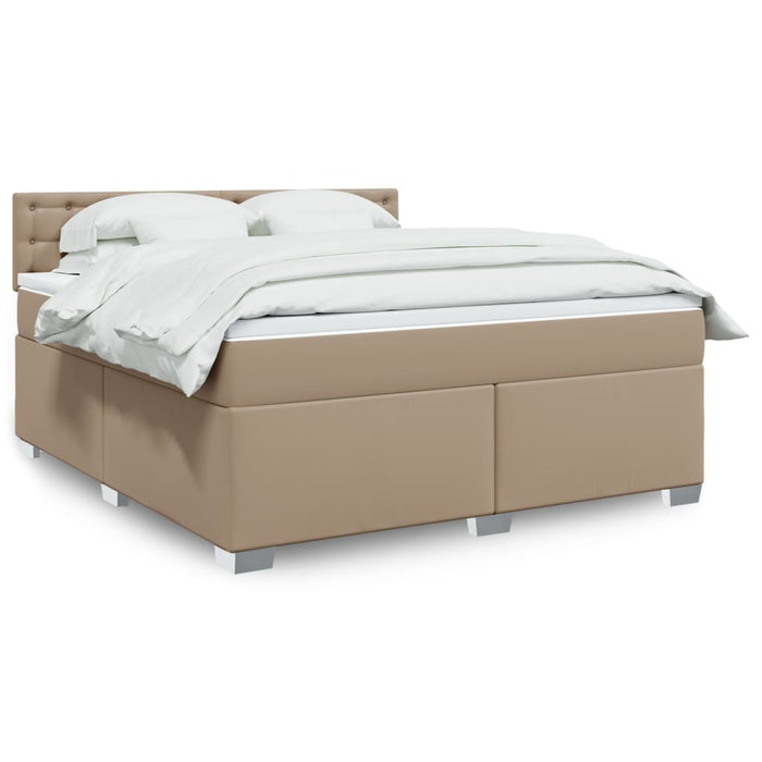 Pat box spring cu saltea, cappuccino, 180x200cm piele ecologică WALTI