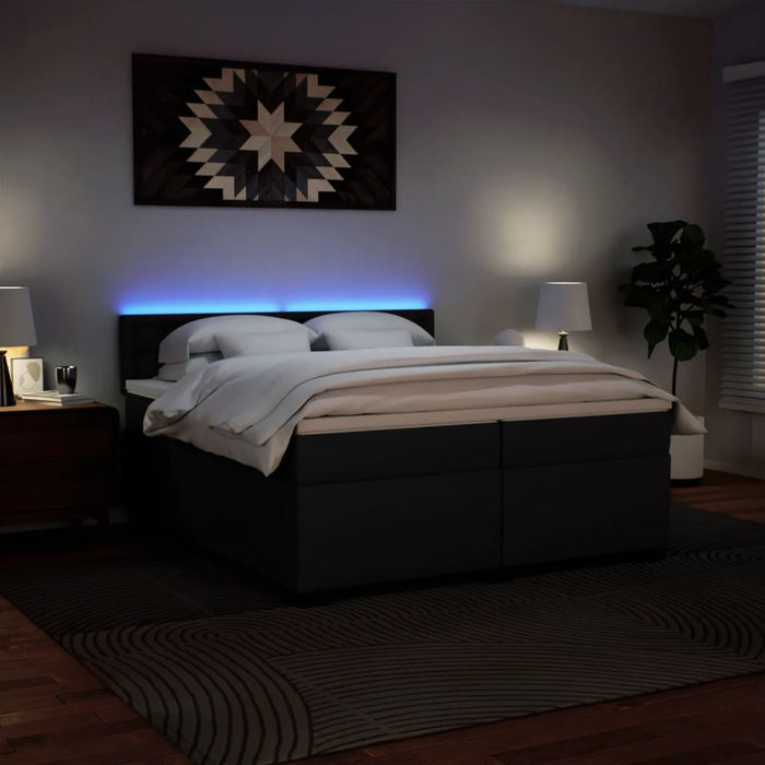 Pat box spring cu saltea, negru, 200x200 cm, piele ecologică - WALTI WALTI