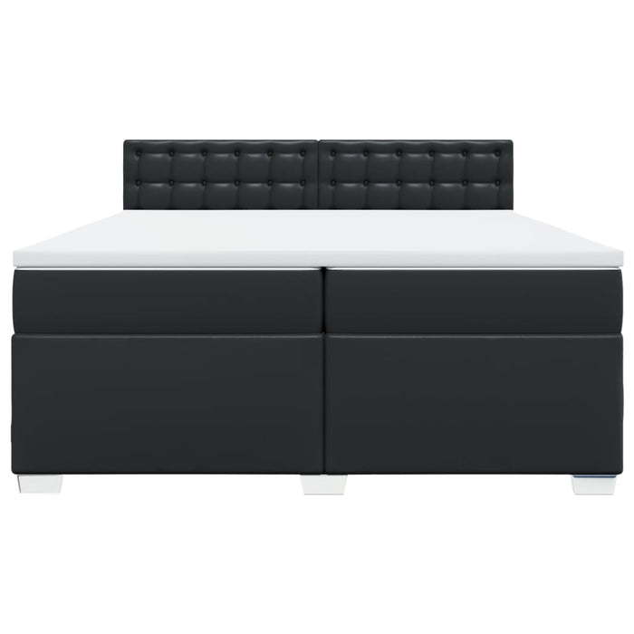 Pat box spring cu saltea, negru, 200x200 cm, piele ecologică - WALTI WALTI