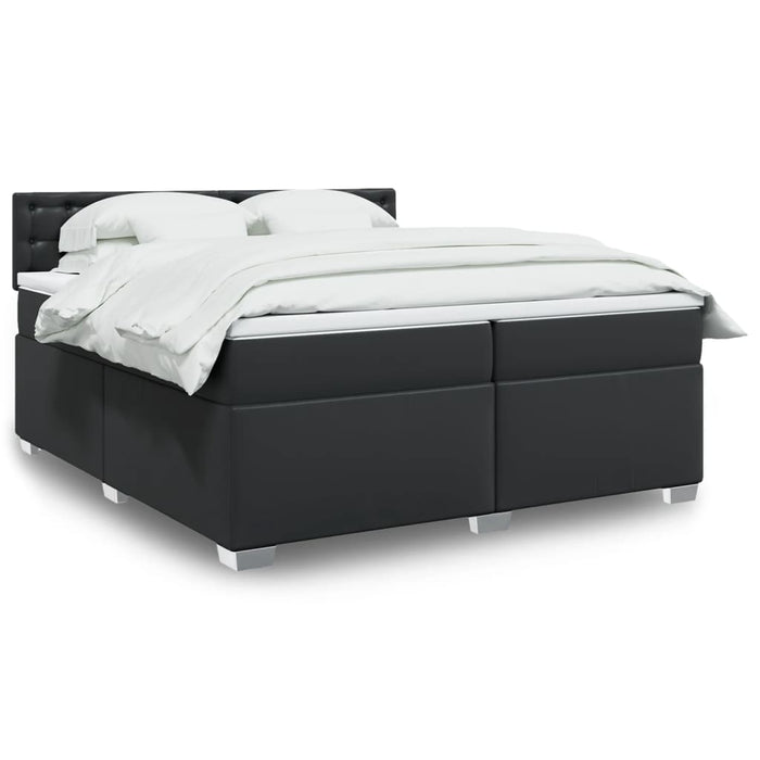Pat box spring cu saltea, negru, 200x200 cm, piele ecologică - WALTI WALTI