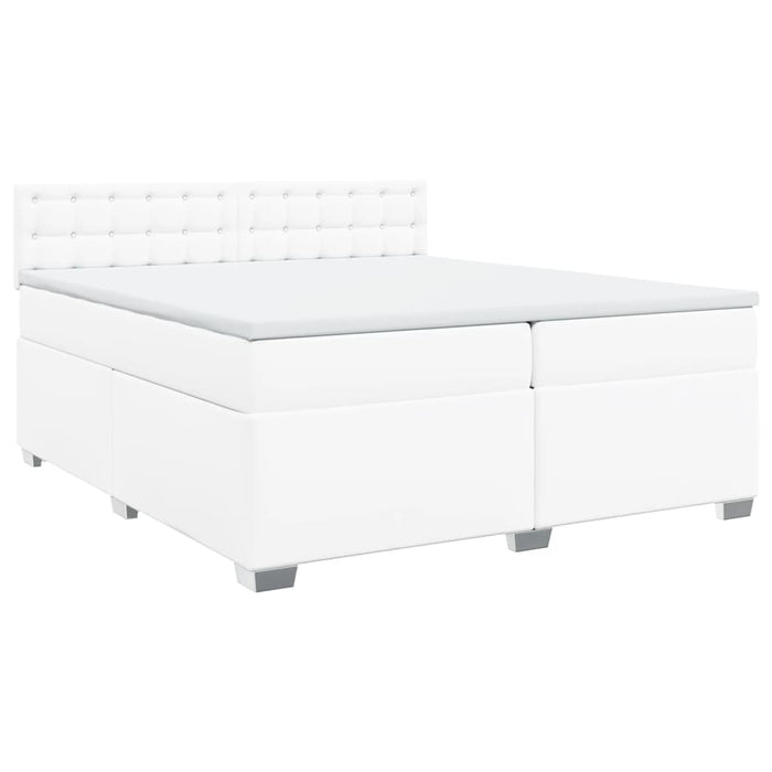 Pat box spring cu saltea, alb, 200x200 cm, piele ecologică - WALTI WALTI
