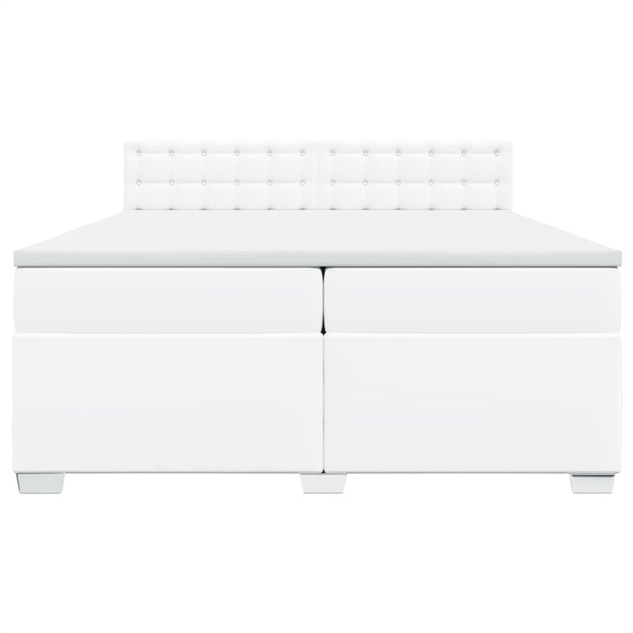Pat box spring cu saltea, alb, 200x200 cm, piele ecologică - WALTI WALTI