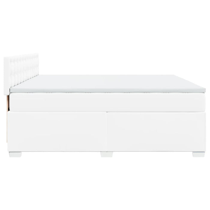 Pat box spring cu saltea, alb, 200x200 cm, piele ecologică - WALTI WALTI