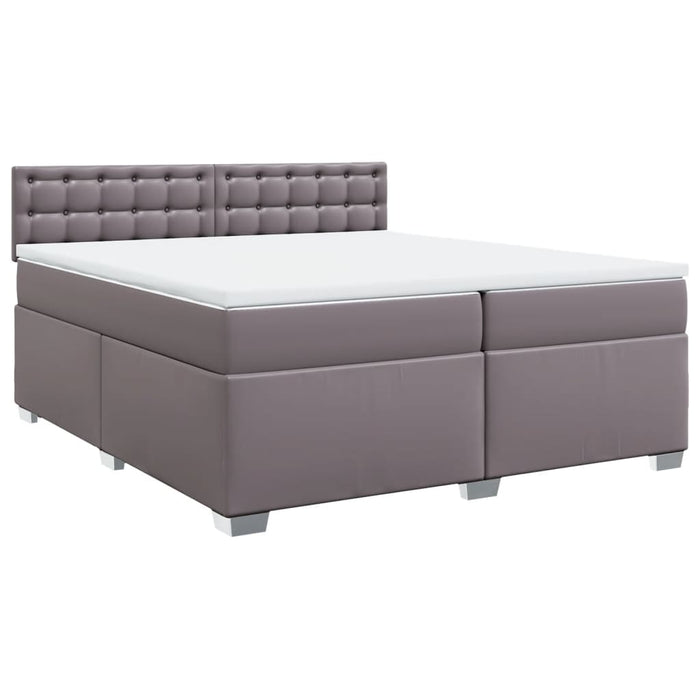 Pat continental cu saltea, gri, 200x200 cm, piele ecologică - WALTI WALTI