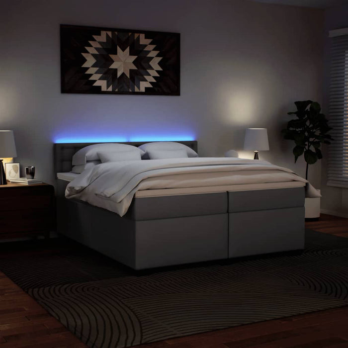 Pat continental cu saltea, gri, 200x200 cm, piele ecologică - WALTI WALTI