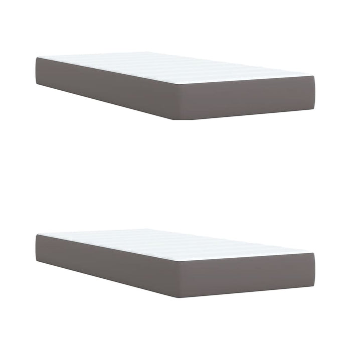 Pat continental cu saltea, gri, 200x200 cm, piele ecologică - WALTI WALTI