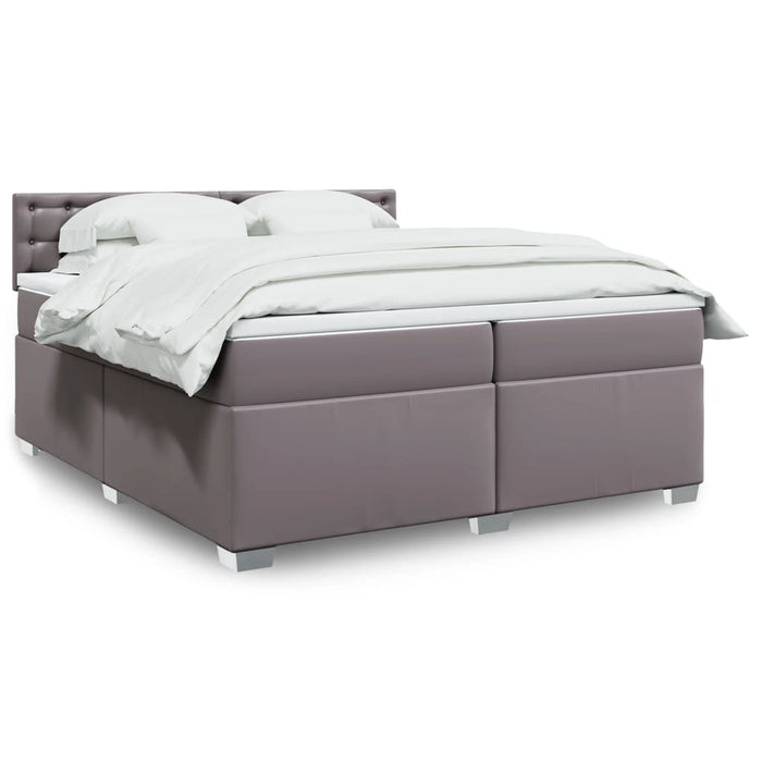 Pat continental cu saltea, gri, 200x200 cm, piele ecologică - WALTI WALTI