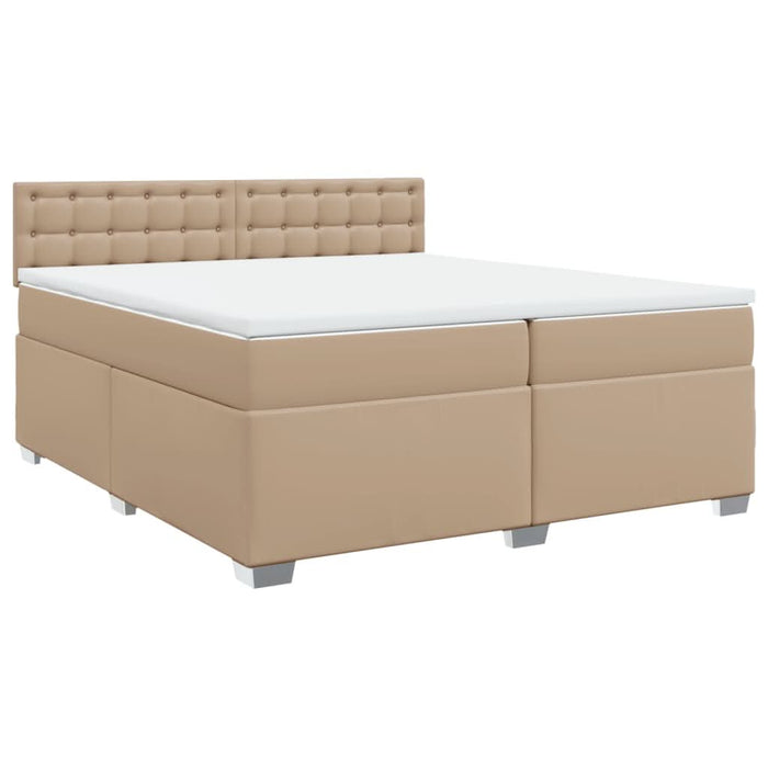 Pat continental cu saltea, cappuccino, 200x200 cm, piele eco WALTI