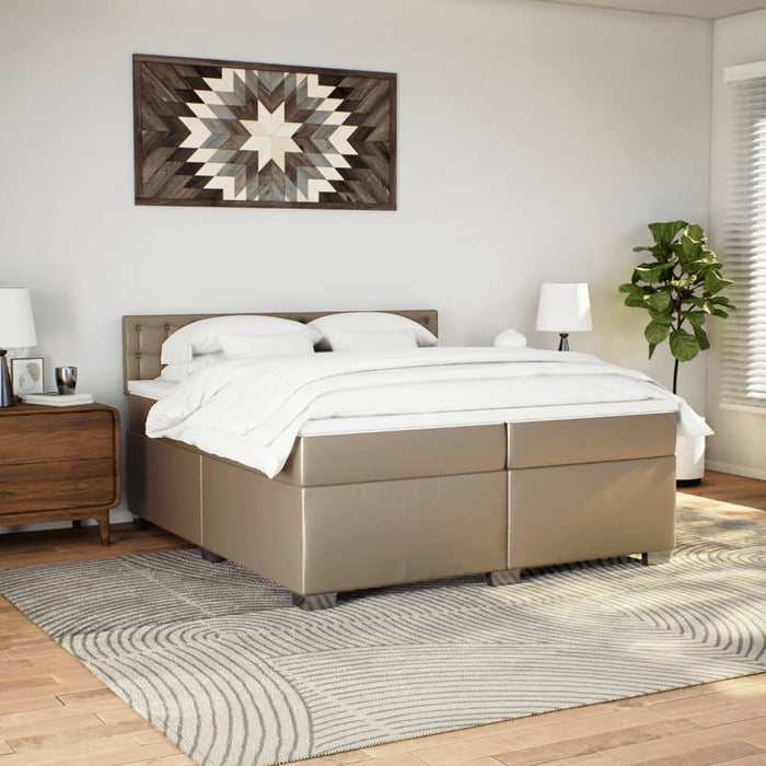Pat continental cu saltea, cappuccino, 200x200 cm, piele eco WALTI