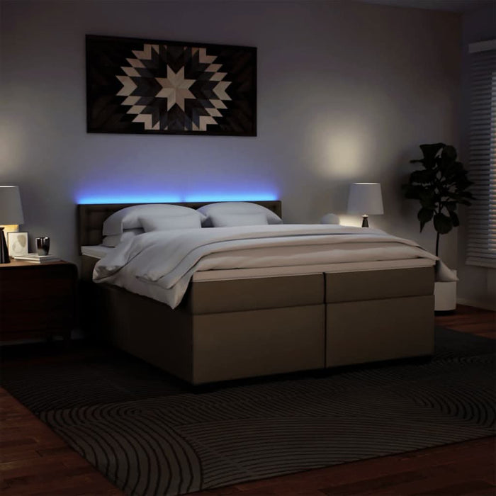Pat continental cu saltea, cappuccino, 200x200 cm, piele eco WALTI