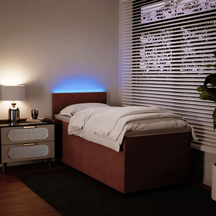 Pat box spring cu saltea, roz, 80x200 cm, catifea - WALTI WALTI