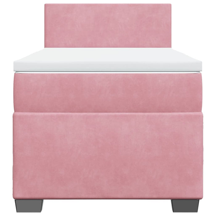 Pat box spring cu saltea, roz, 80x200 cm, catifea - WALTI WALTI