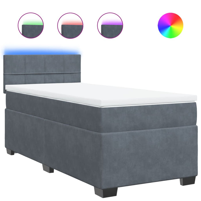 Pat box spring cu saltea, gri închis, 80x200 cm, catifea - WALTI WALTI
