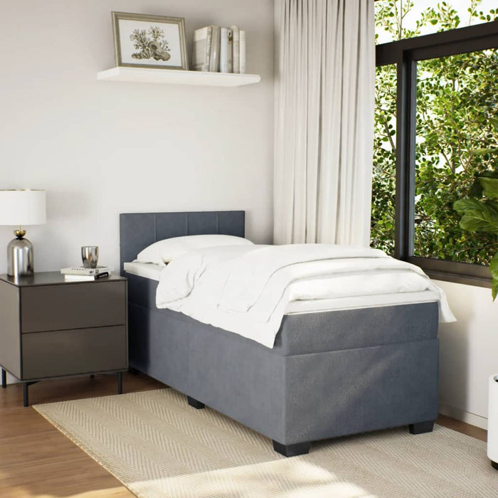 Pat box spring cu saltea, gri închis, 80x200 cm, catifea - WALTI WALTI