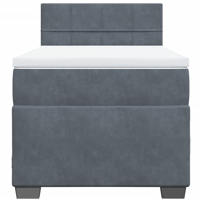 Pat box spring cu saltea, gri închis, 80x200 cm, catifea - WALTI WALTI