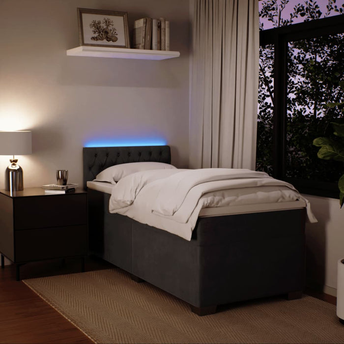 Pat box spring cu saltea, gri închis, 80x200 cm, catifea - WALTI WALTI