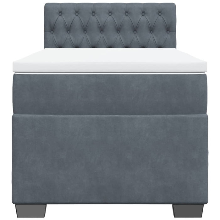 Pat box spring cu saltea, gri închis, 80x200 cm, catifea - WALTI WALTI
