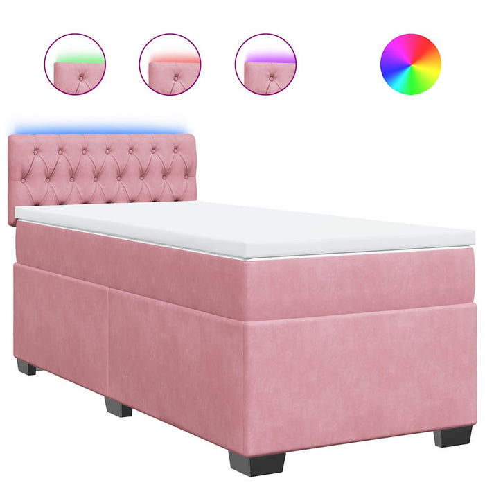 Pat box spring cu saltea, roz, 80x200 cm, catifea - WALTI WALTI