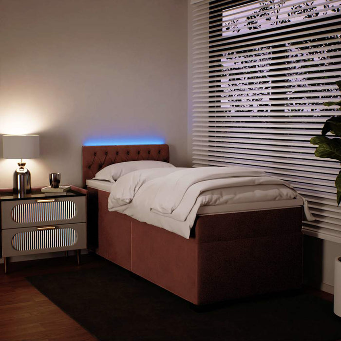 Pat box spring cu saltea, roz, 80x200 cm, catifea - WALTI WALTI