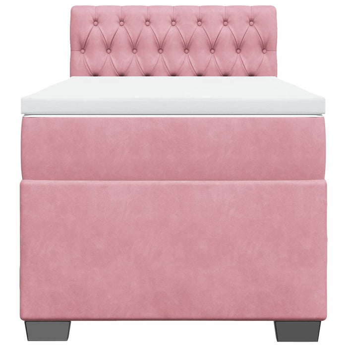 Pat box spring cu saltea, roz, 80x200 cm, catifea - WALTI WALTI