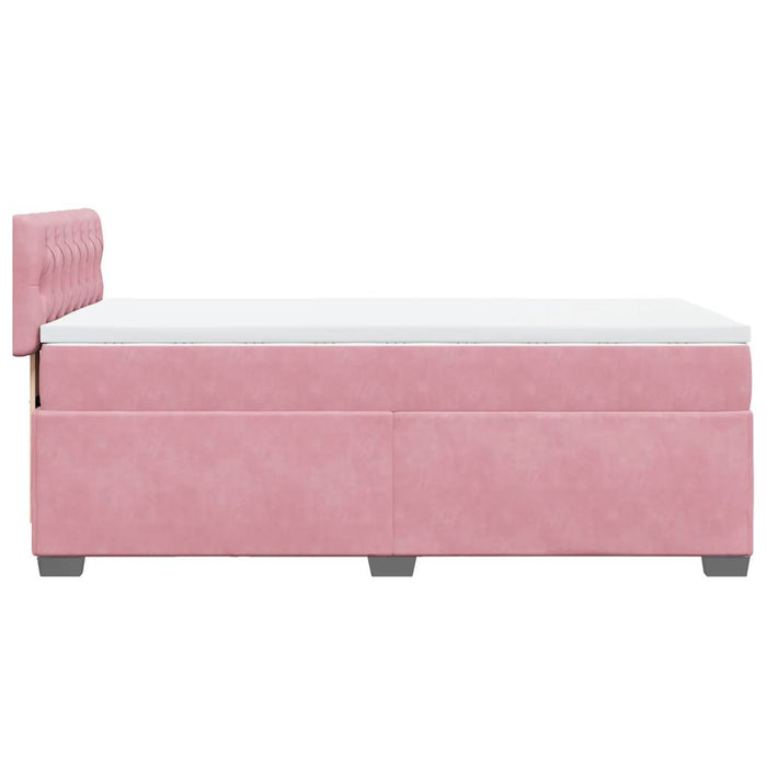 Pat box spring cu saltea, roz, 80x200 cm, catifea - WALTI WALTI