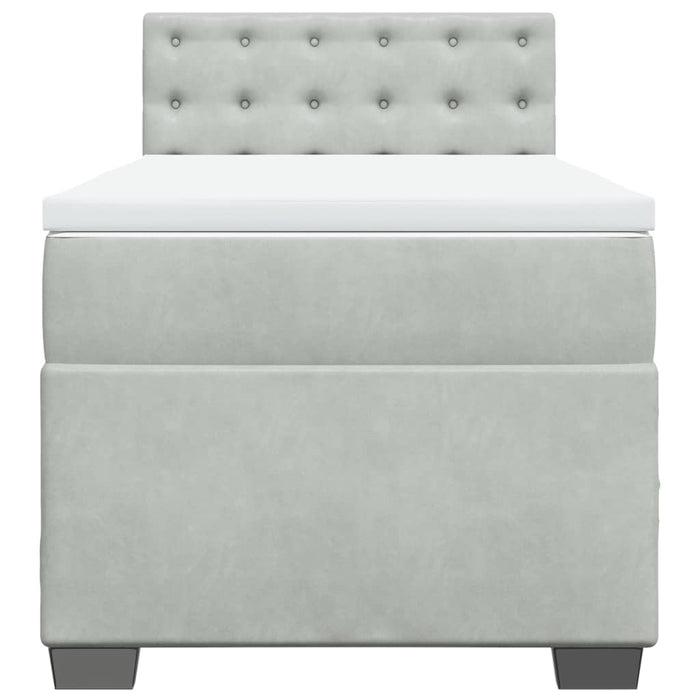 Pat continental cu saltea, gri deschis, 80x200 cm, catifea - WALTI WALTI