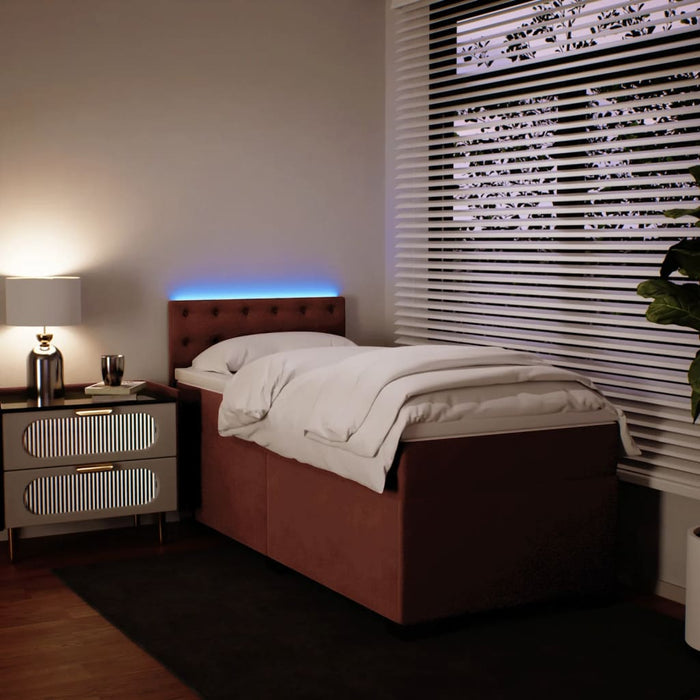 Pat box spring cu saltea, roz, 80x200 cm, catifea - WALTI WALTI