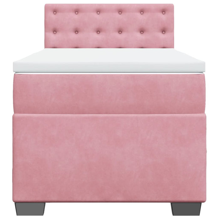 Pat box spring cu saltea, roz, 80x200 cm, catifea - WALTI WALTI